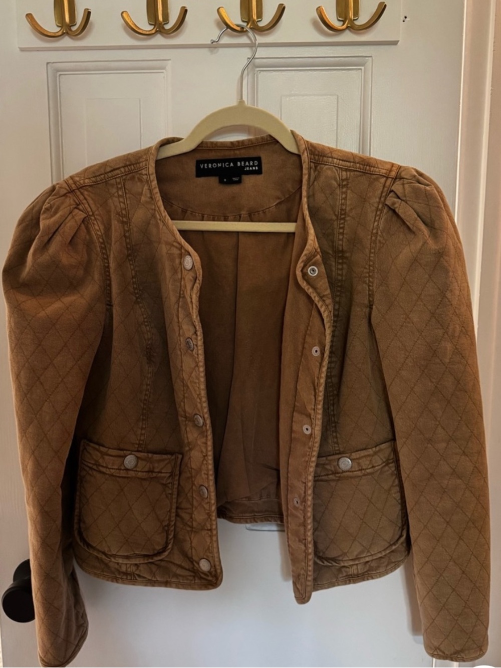 Veronica Beard Quilted Tan Jean Jacket